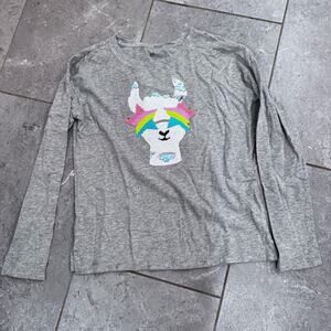 GAP Gray Kids Long Sleeve sequin Unicorn Tee, size L